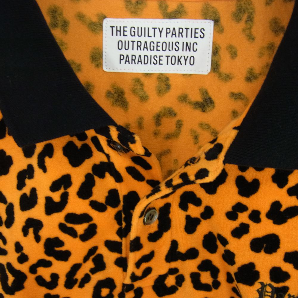 WACKO MARIA ワコマリア 22SS 22SS-WMC-PS02 LEOPARD VELOUR POLO SHIRT レオパード ベロア ポロ シャツ 半袖 オレンジ系 L【中古】