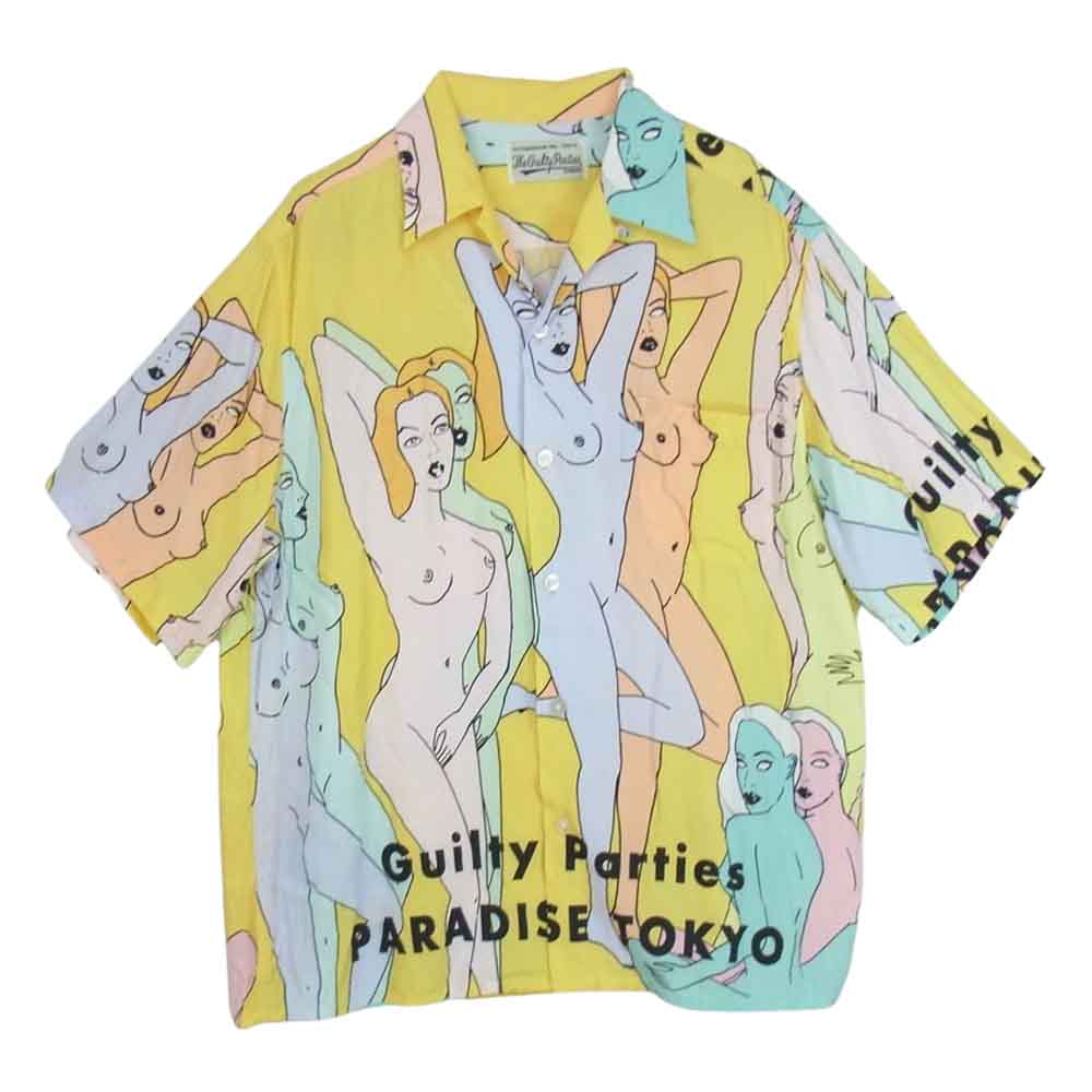 WACKO MARIA ワコマリア 22SS 22SS-WMS-HI03 HAWAIIAN SHIRT ハワイアン シャツ アロハ 半袖 天国東京百女柄図 イエロー系 L【中古】