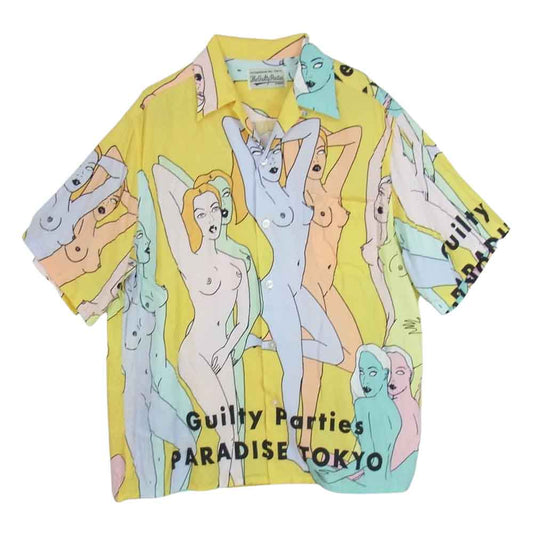 WACKO MARIA ワコマリア 22SS 22SS-WMS-HI03 HAWAIIAN SHIRT ハワイアン シャツ アロハ 半袖 天国東京百女柄図 イエロー系 L【中古】