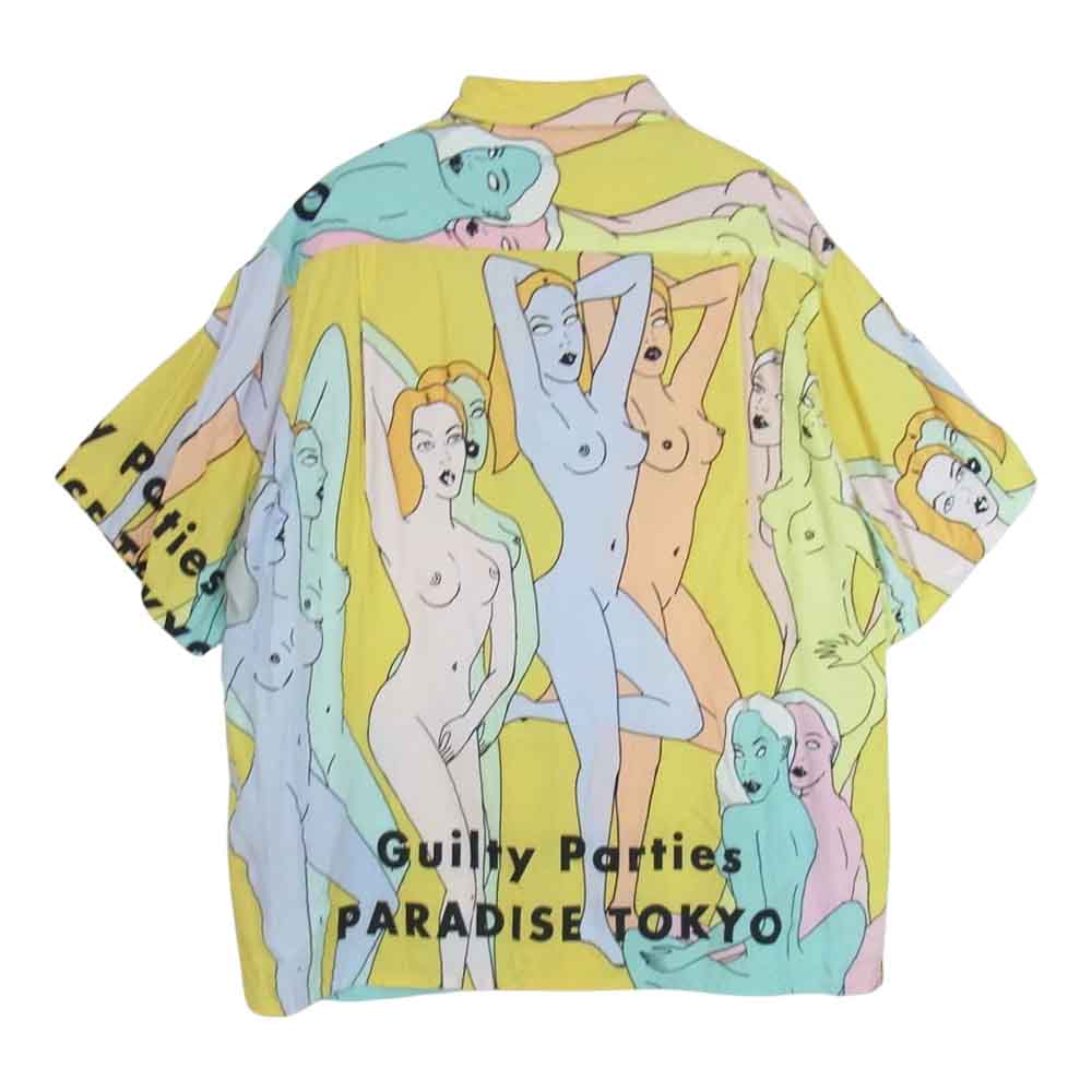 WACKO MARIA ワコマリア 22SS 22SS-WMS-HI03 HAWAIIAN SHIRT ハワイアン シャツ アロハ 半袖 天国東京百女柄図 イエロー系 L【中古】