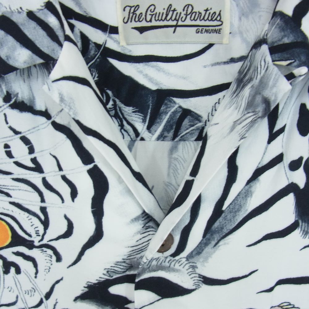 WACKO MARIA ワコマリア 21AW TIMILEHI-WM-HI25 × TIMLEHI ティムリーハイ HAWAIIAN SHIRT ハワイアン シャツ アロハ 長袖 白虎 ホワイト系 L【中古】