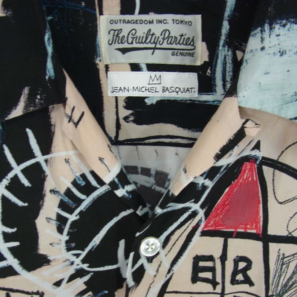 WACKO MARIA ワコマリア 22AW BASQUIAT-WM-HI09 × JEAN-MICHEL BASQUIAT ジーンマイケル バスキア HAWAIIAN SHIRT ハワイアン シャツ 長袖 ベージュ系 M【中古】