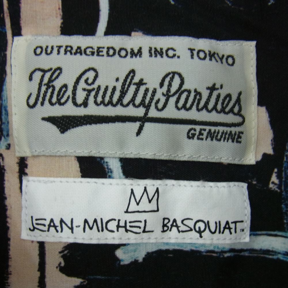 WACKO MARIA ワコマリア 22AW BASQUIAT-WM-HI09 × JEAN-MICHEL BASQUIAT ジーンマイケル バスキア HAWAIIAN SHIRT ハワイアン シャツ 長袖 ベージュ系 M【中古】