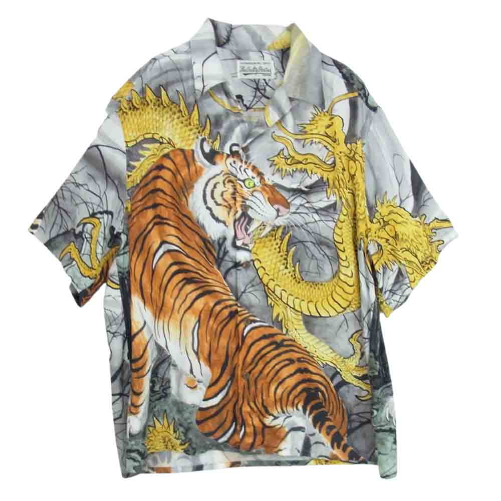 WACKO MARIA ワコマリア TIMILEHI-WM-HI28 × TIM LEHI ティムリーハイ HAWAIIAN SHIRT ハワイアン シャツ アロハ 半袖 龍虎 マルチカラー系 L【中古】