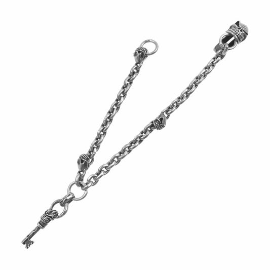 STARLIN GEAR スターリンギア ベーシックリンク 2スカル フレーミングスケルトンキー パンチャーキーパー ウォレットチェーン シルバー系【中古】