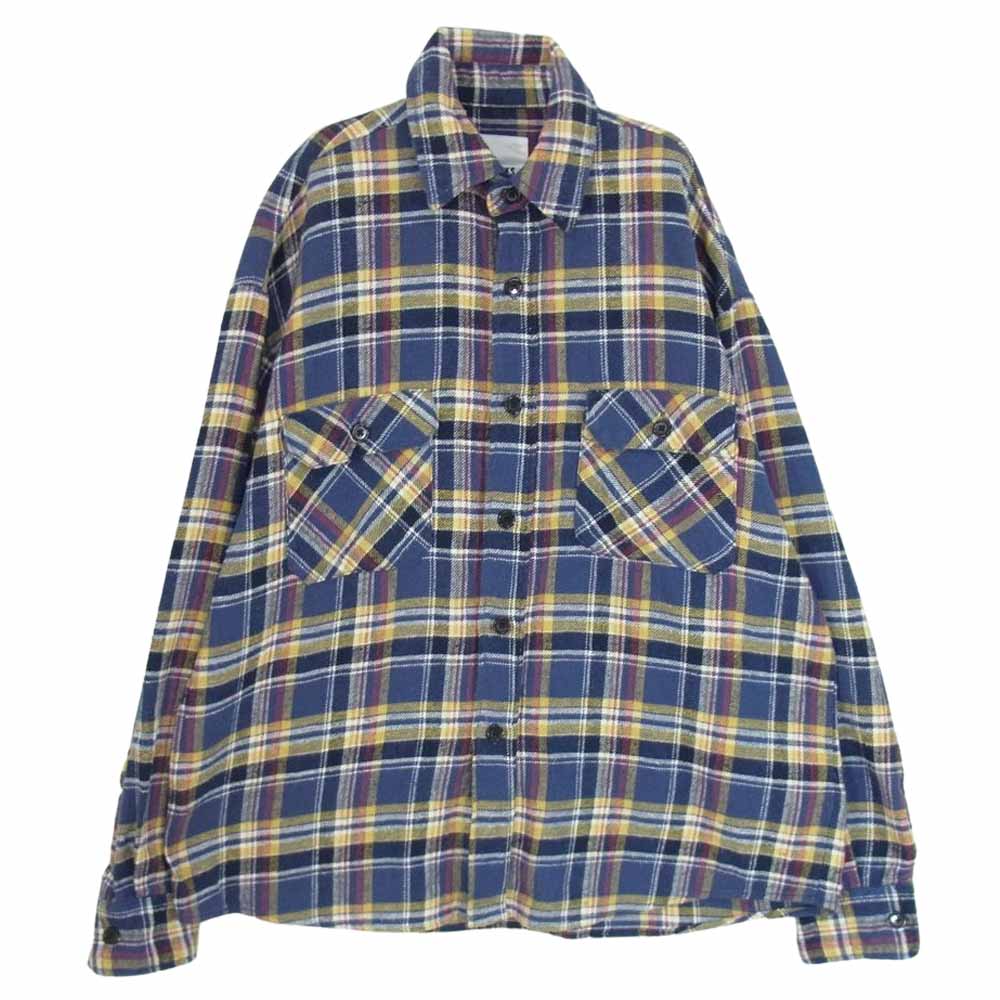 マイシンクス チェック コットン シャツ ネイビー系 M【中古】