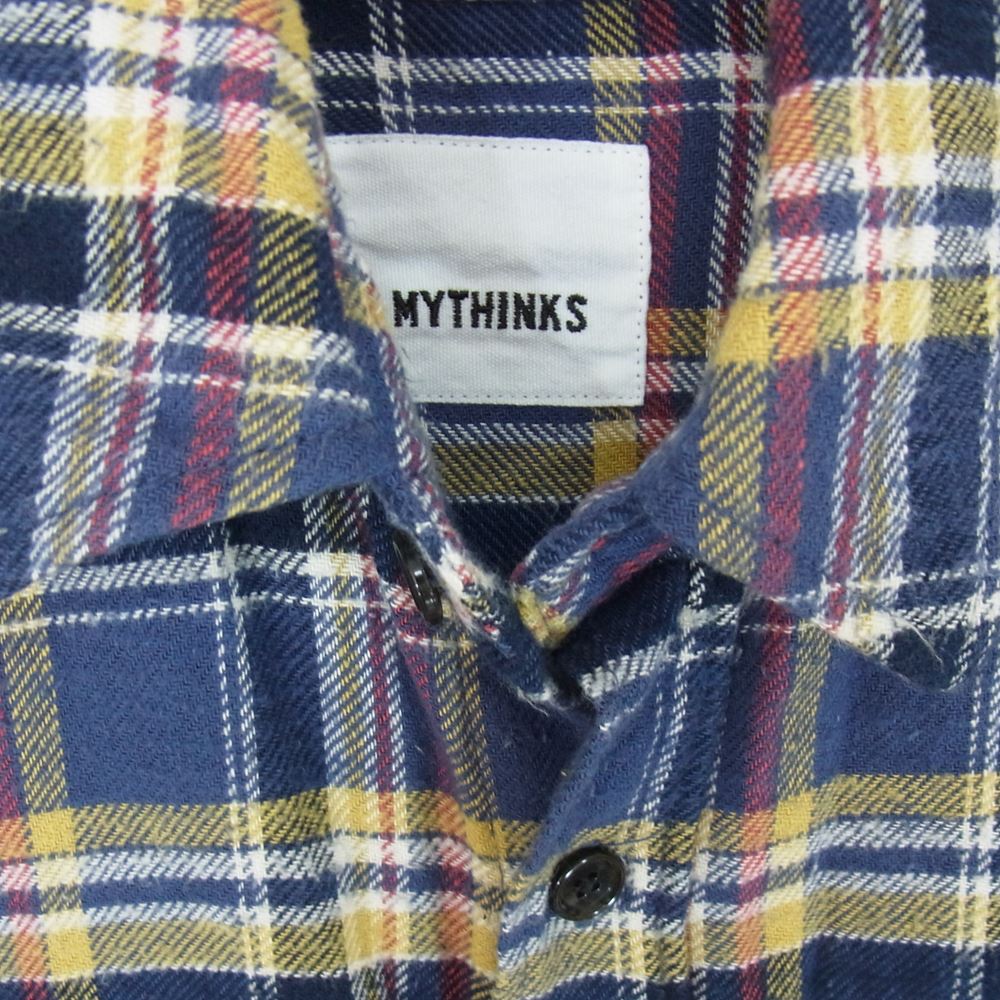 マイシンクス チェック コットン シャツ ネイビー系 M【中古】