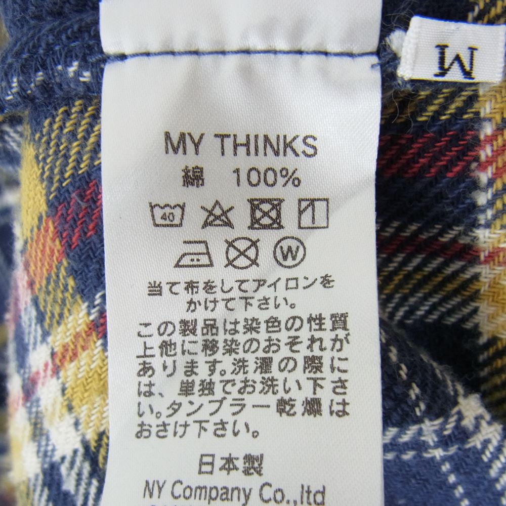 マイシンクス チェック コットン シャツ ネイビー系 M【中古】