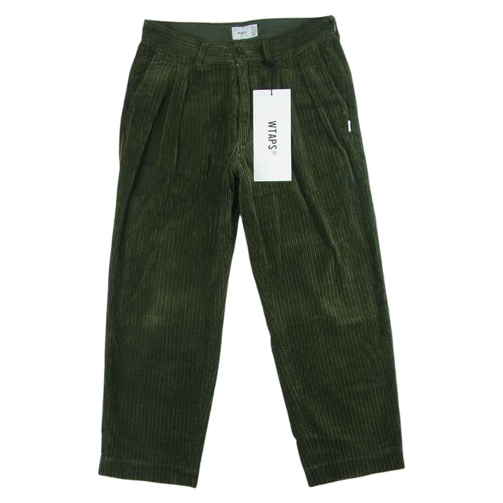 WTAPS ダブルタップス 19AW 192TQDT-PTM03 TUCK 02 TROUSERS COTTON CORDUROY タック トラウザーズ コーデュロイ コットン パンツ グリーン系 01【中古】