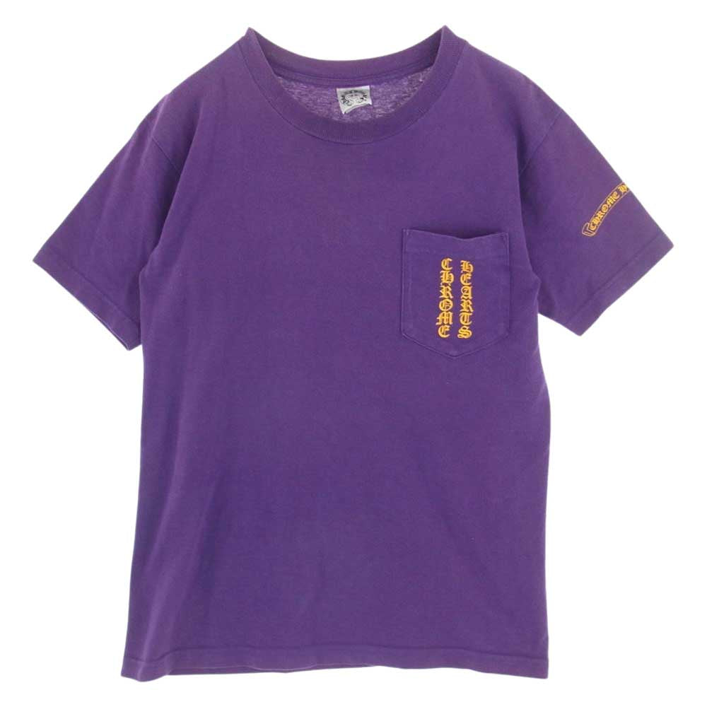 CHROME HEARTS クロムハーツ（原本無） スクロールラベル バックプリント ポケット Tシャツ パープル系 S【中古】