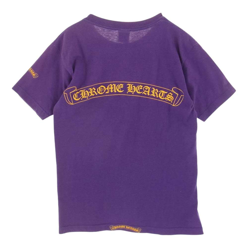 CHROME HEARTS クロムハーツ（原本無） スクロールラベル バックプリント ポケット Tシャツ パープル系 S【中古】