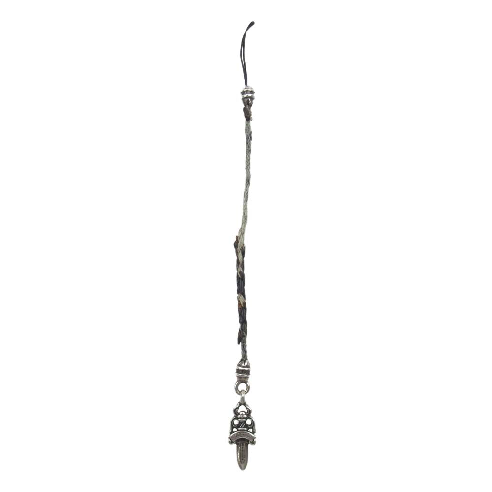 CHROME HEARTS クロムハーツ（原本無） ダガー フォンストラップ 携帯ストラップ レザー 黒 シルバー シルバー系【中古】