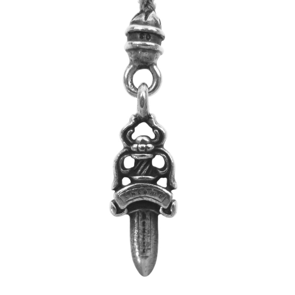 CHROME HEARTS クロムハーツ（原本無） ダガー フォンストラップ 携帯ストラップ レザー 黒 シルバー シルバー系【中古】