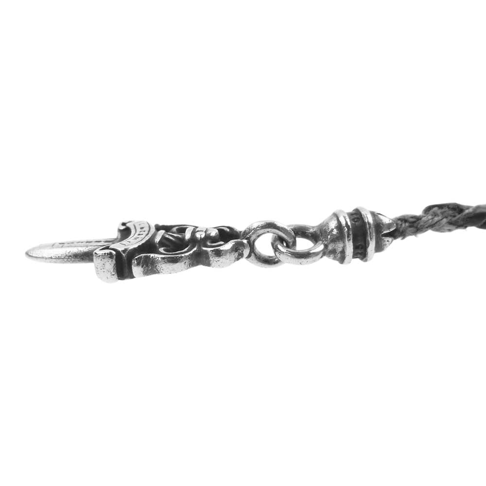 CHROME HEARTS クロムハーツ（原本無） ダガー フォンストラップ 携帯ストラップ レザー 黒 シルバー シルバー系【中古】