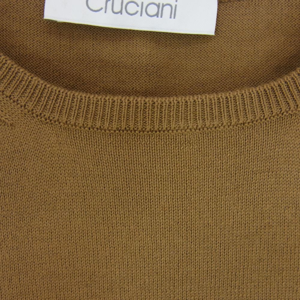 CRUCIANI クルチアーニ JU5110 27ゲージ コットン クルーネック ニット ブラウン系 50【美品】【中古】