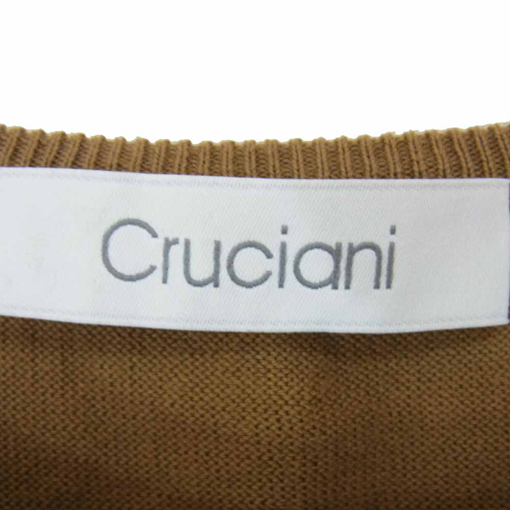 CRUCIANI クルチアーニ JU5110 27ゲージ コットン クルーネック ニット ブラウン系 50【美品】【中古】