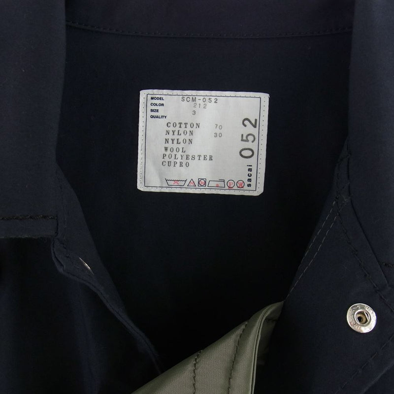 Sacai サカイ 23SS SCM-052  Military Coat ミリタリー ドッキング コート ブラック系 カーキ系 collar：212 3【極上美品】【中古】