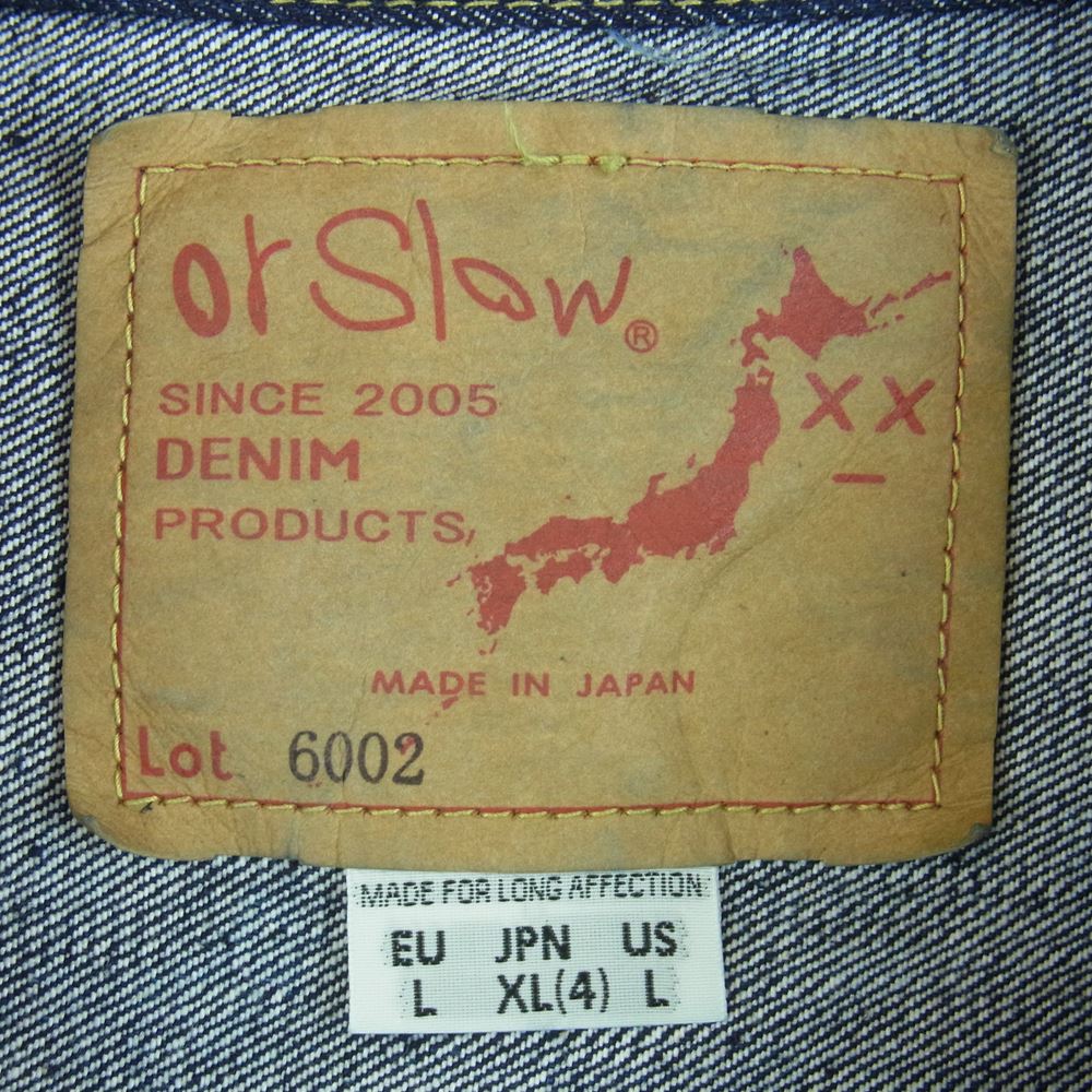 orSlow オアスロウ 6002 denim jacket 2nd タイプ デニム ジャケット コットン 日本製 インディゴブルー系 L【中古】