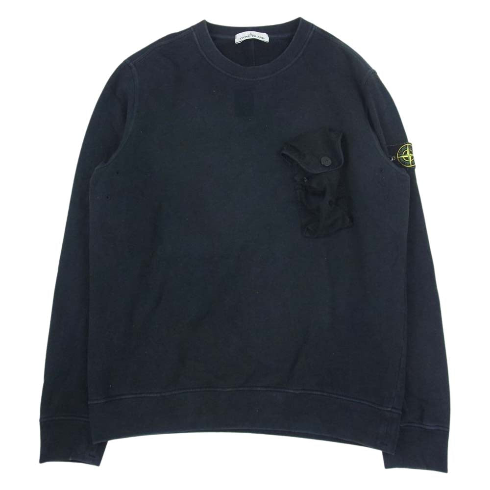 STONE ISLAND ストーンアイランド 21AW 751560419 POCKET DETAIL CREW SWEAT ポケット クルーネック スウェット ブラック系 L【中古】