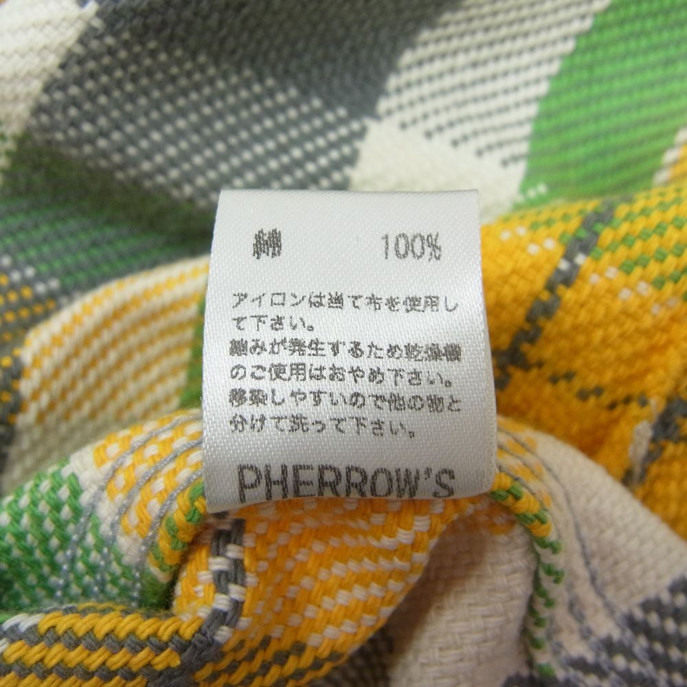 Pherrow's フェローズ チンストラップ フランネル チェック 長袖 シャツ イエロー イエロー系 38【中古】