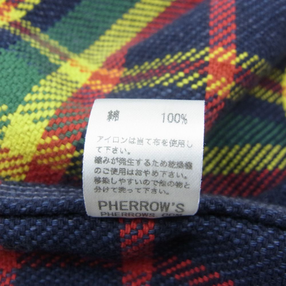 Pherrow's フェローズ チンストラップ フランネル チェック 長袖 シャツ ネイビー マルチカラー系 38【中古】