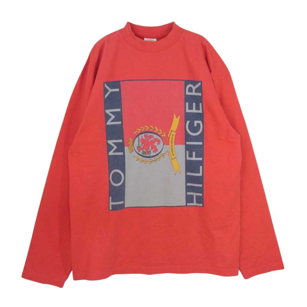 VETEMENTS ヴェトモン 18SS MSS18TR45 国内正規品 × TOMMY HILFIGER トミーヒルフィガー Oversized L/S Tee オーバーサイズ 長袖 Tシャツ  レッド系 S【中古】