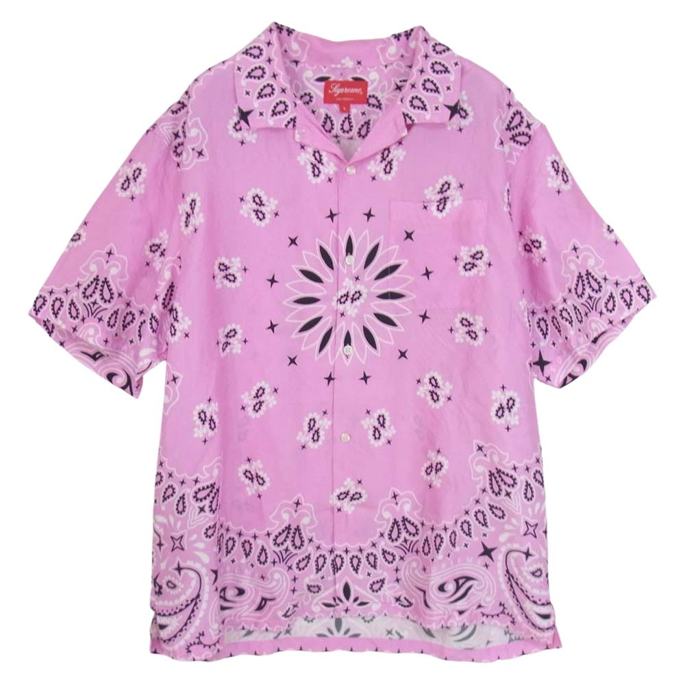 Supreme シュプリーム 21SS Bandana Silk S/S Shirt バンダナ シルク 半袖 シャツ ピンク系 L【中古】