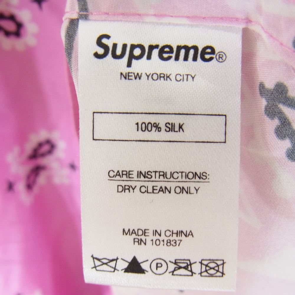 Supreme シュプリーム 21SS Bandana Silk S/S Shirt バンダナ シルク 半袖 シャツ ピンク系 L【中古】