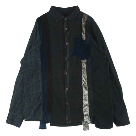 リビルドバイニードルズ 7 Cuts Flannel Shirt Inserted 4 Cluths セブン カット 再構築 フランネル 長袖 シャツ ブラック系 グレー系 ブラウン系 S【中古】