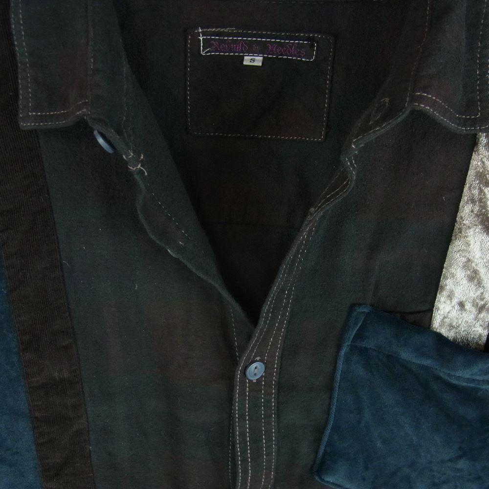 リビルドバイニードルズ 7 Cuts Flannel Shirt Inserted 4 Cluths セブン カット 再構築 フランネル 長袖 シャツ ブラック系 グレー系 ブラウン系 S【中古】
