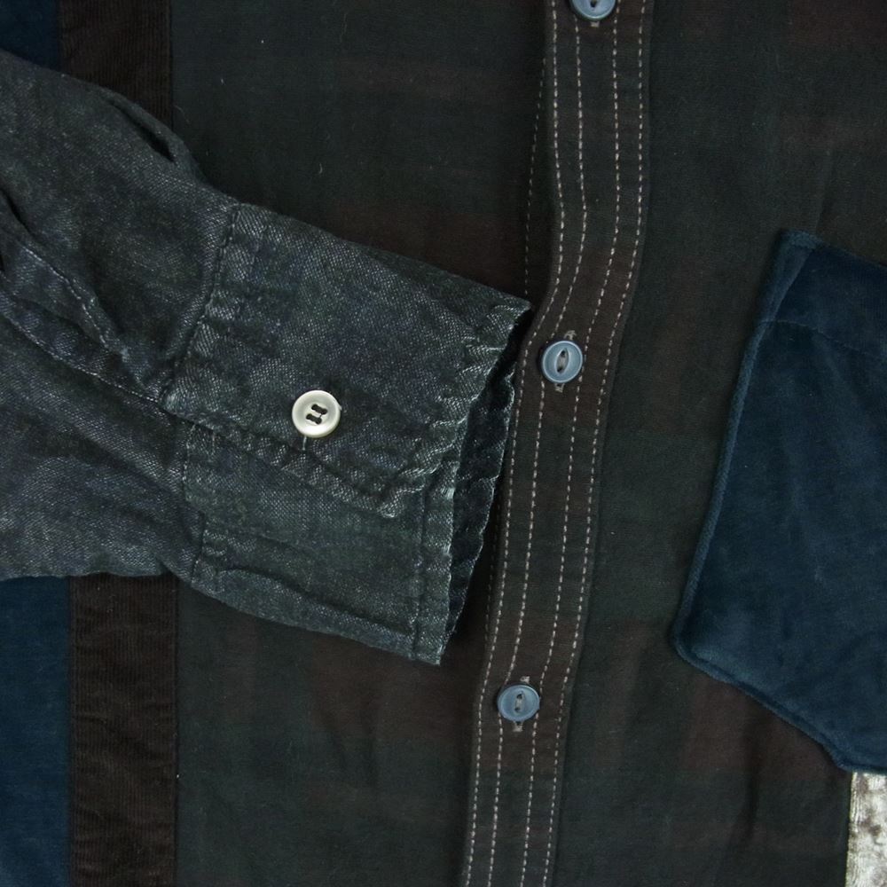 リビルドバイニードルズ 7 Cuts Flannel Shirt Inserted 4 Cluths セブン カット 再構築 フランネル 長袖 シャツ ブラック系 グレー系 ブラウン系 S【中古】