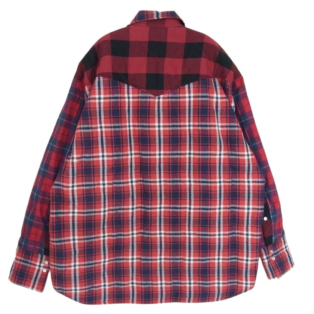 ミヤギヒデタカ × 5525gallery 5525ギャラリー チェック パッチワーク キルティング シャツ ジャケット レッド系 L【中古】