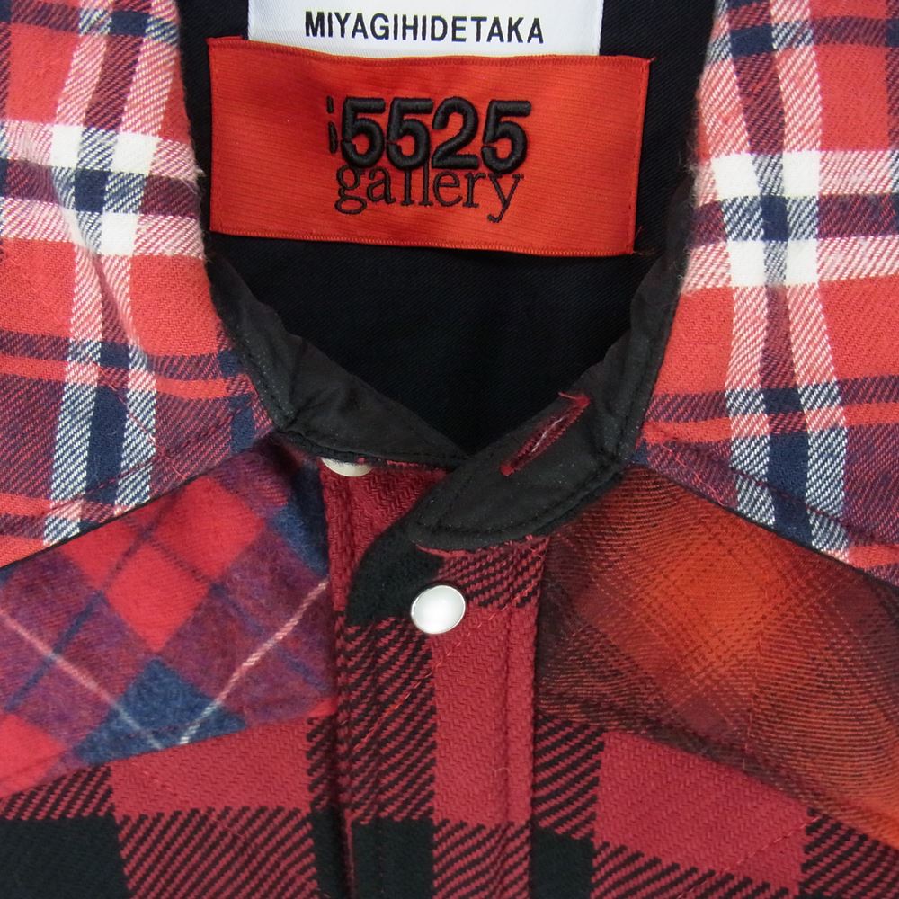 ミヤギヒデタカ × 5525gallery 5525ギャラリー チェック パッチワーク キルティング シャツ ジャケット レッド系 L【中古】
