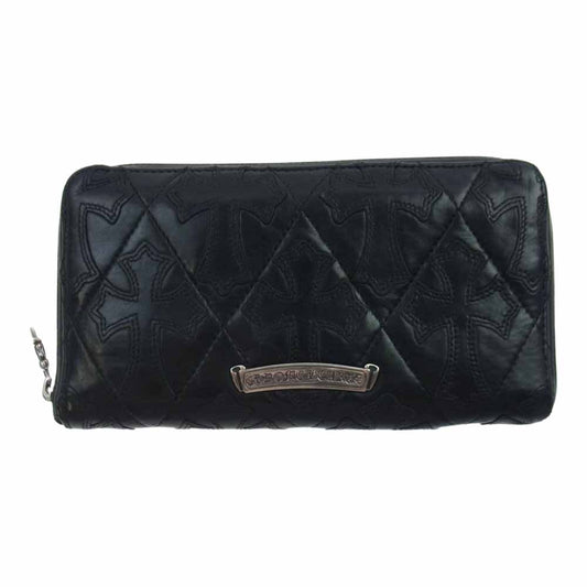 CHROME HEARTS クロムハーツ（原本無） REC F ZIP セメタリー キルティング ラウンドジップ ウォレット ブラック系【中古】