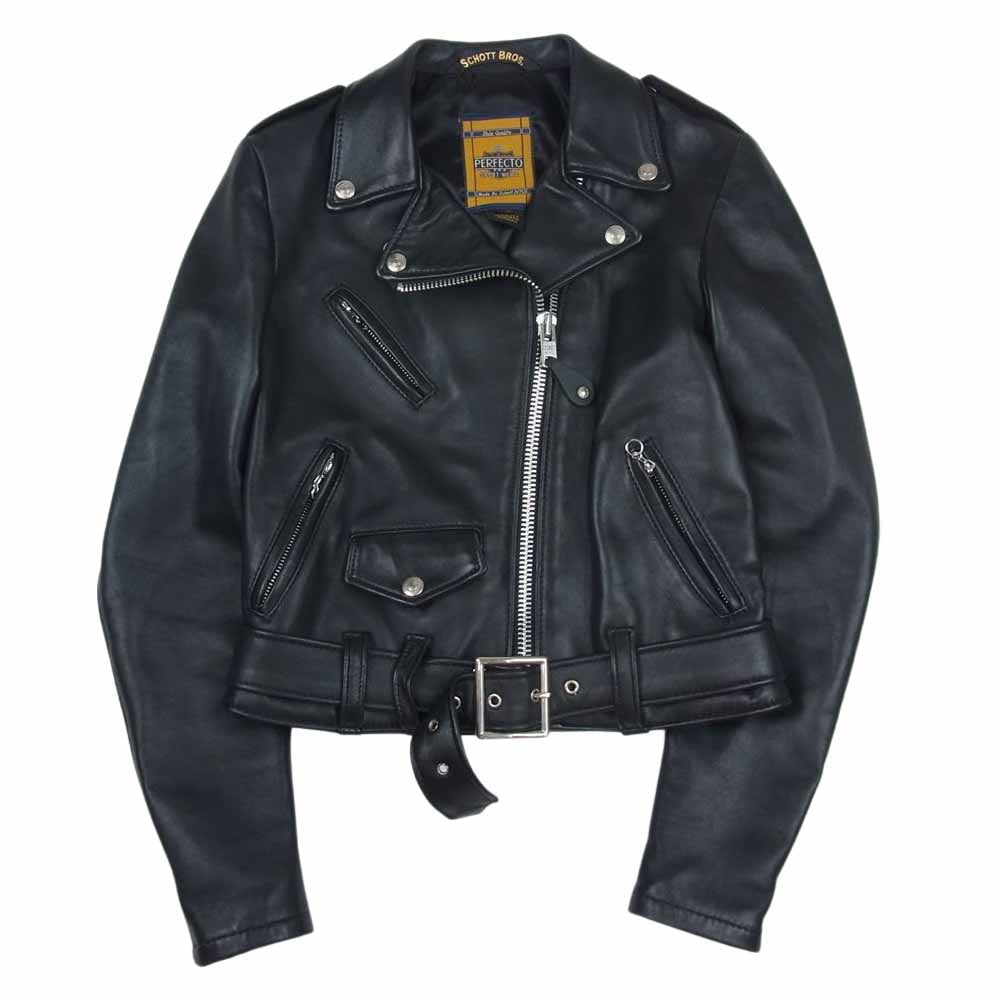 schott ショット 7197 218W Womens LAMB ONESTAR ラム ワンスター ダブルライダース ジャケット ブラック系 XS【中古】