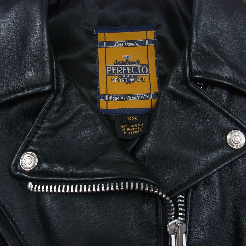 schott ショット 7197 218W Womens LAMB ONESTAR ラム ワンスター ダブルライダース ジャケット ブラック系 XS【中古】