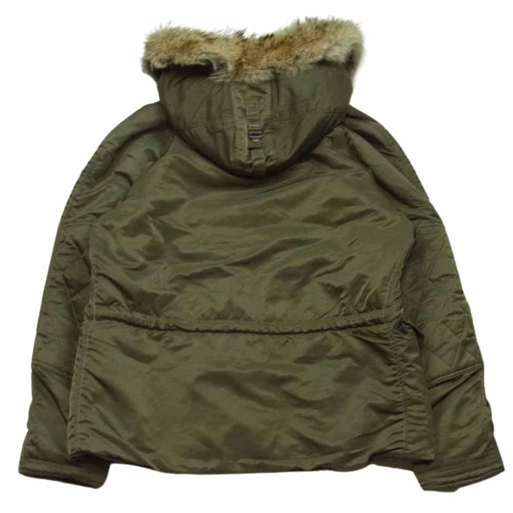 スカルフライト RIDERS N-3B コヨーテファー フード ミリタリー ジャケット カーキ系 36【中古】