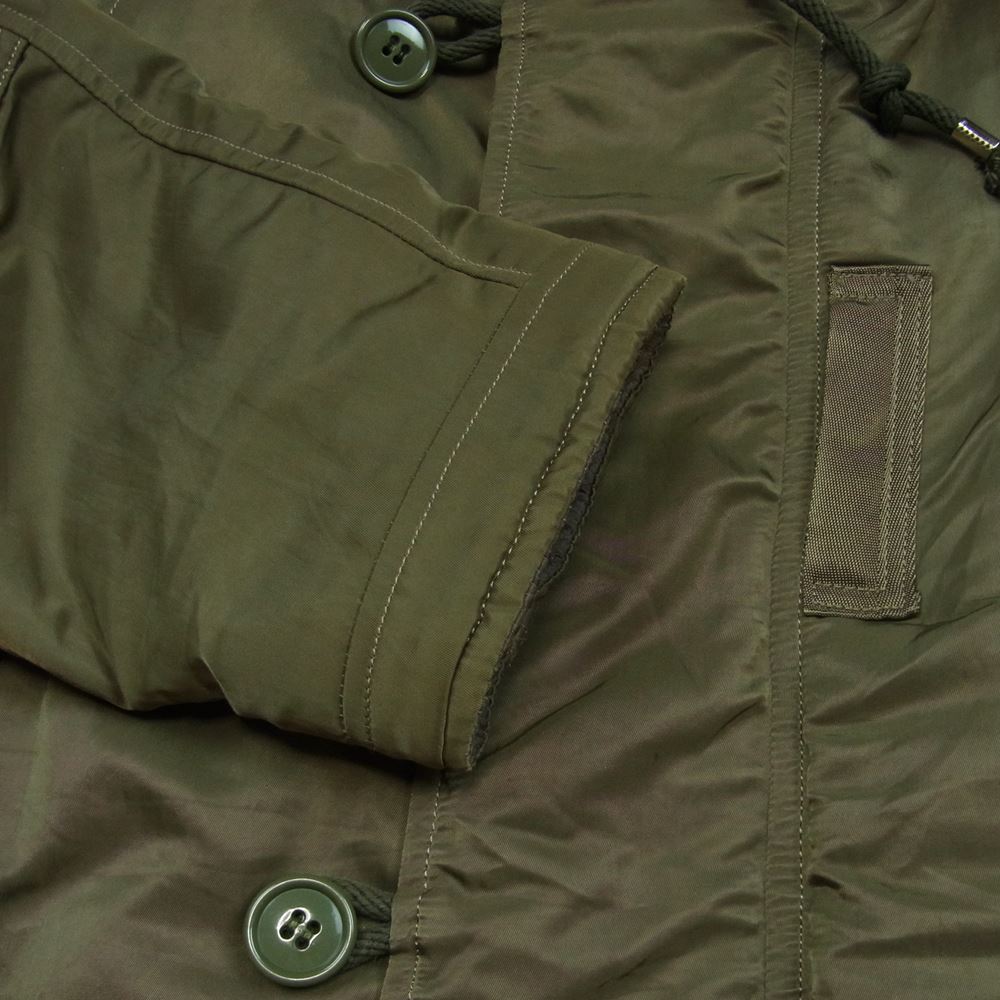 スカルフライト RIDERS N-3B コヨーテファー フード ミリタリー ジャケット カーキ系 36【中古】