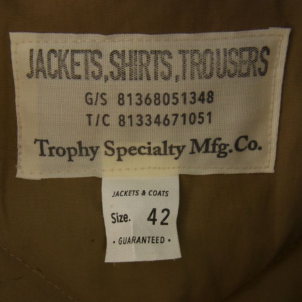 トロフィークロージング B-9 TR.mfg.Coat ミリタリー ダウン コート ジャケット カーキ系 42/XL【美品】【中古】
