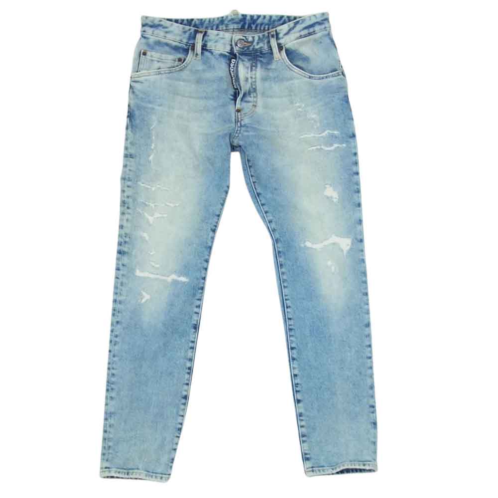DSQUARED2 ディースクエアード S74LB0747 S30663 Skater Jean スケーター クラッシュ ダメージ加工 デニムパンツ インディゴブルー系 46【中古】