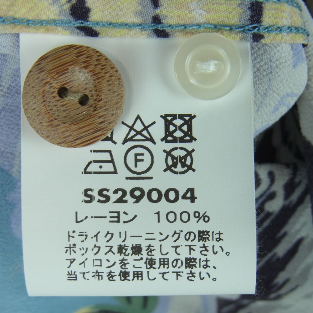 SUN SURF サンサーフ SS29004 FIGHTING TIGER ファイティングタイガー L/S RAYON HAWAIIAN SHIRT ハワイアン アロハ シャツ 長袖 ライトブルー系 L【極上美品】【中古】