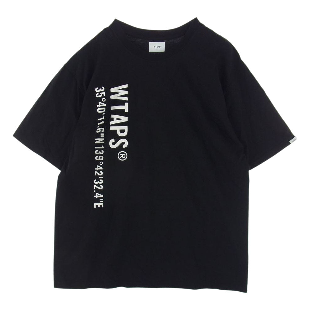 WTAPS ダブルタップス プリント TEE ロゴ 半袖 Tシャツ ロング スリーブ カットソー ブラック系 04【中古】