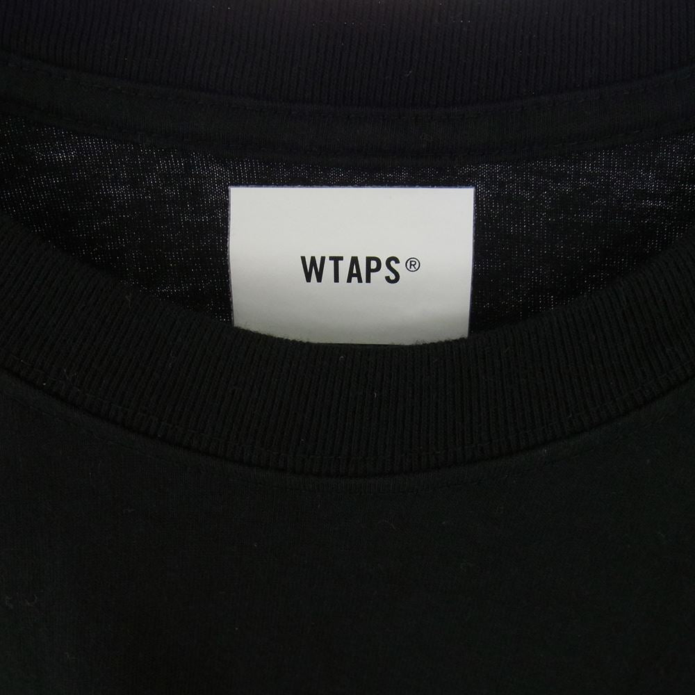 WTAPS ダブルタップス プリント TEE ロゴ 半袖 Tシャツ ロング スリーブ カットソー ブラック系 04【中古】