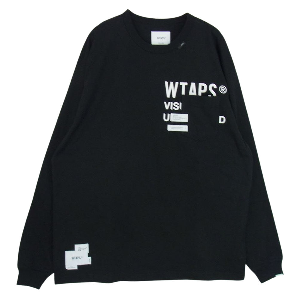 WTAPS ダブルタップス 21SS 211ATDT-CSM17 INSECT02 LS COPO ポケット ロゴ ロンT ロング スリーブ Tシャツ カットソー ブラック系 03【中古】