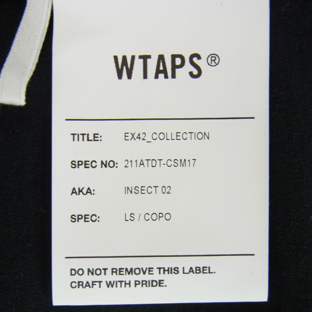 WTAPS ダブルタップス 21SS 211ATDT-CSM17 INSECT02 LS COPO ポケット ロゴ ロンT ロング スリーブ Tシャツ カットソー ブラック系 03【中古】