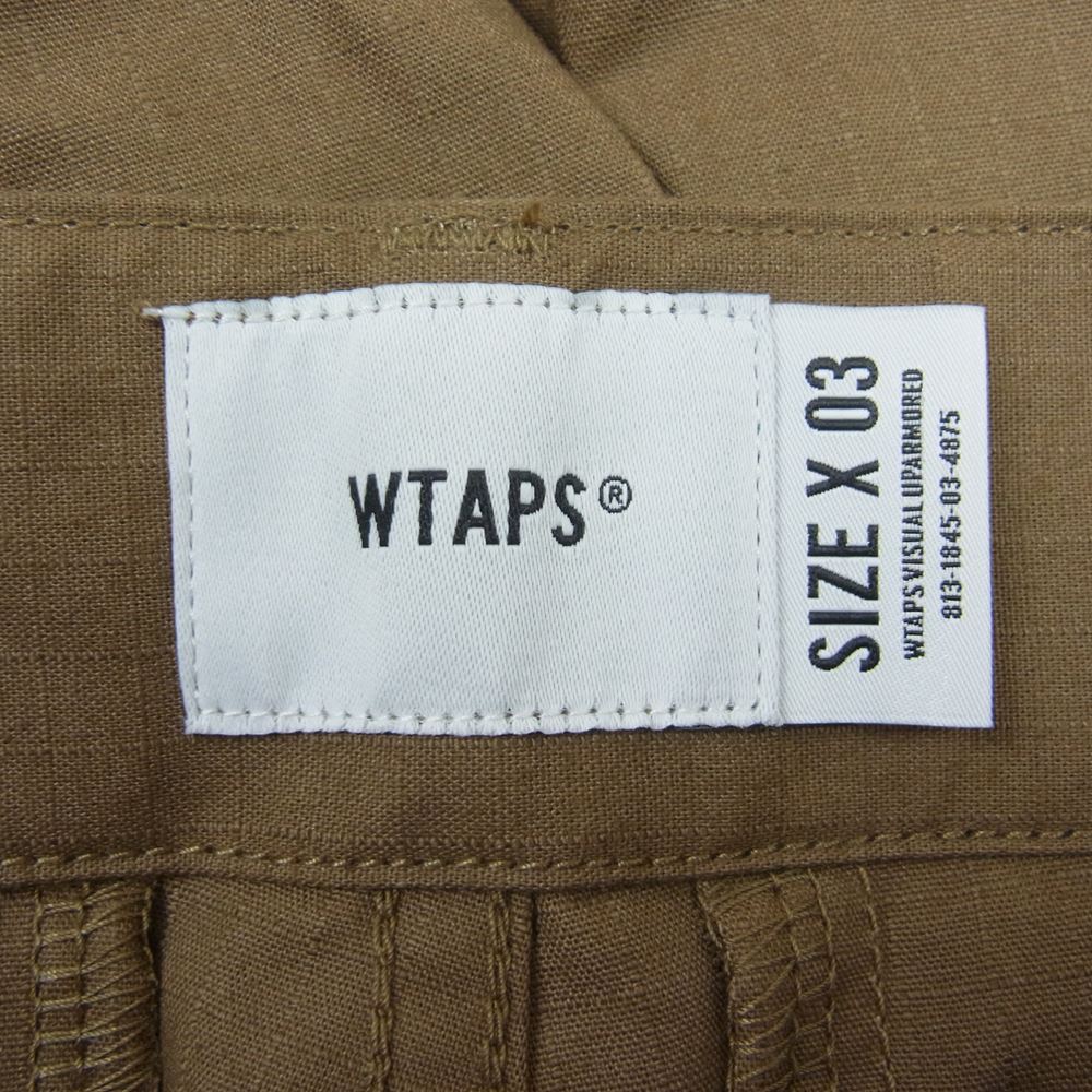 WTAPS ダブルタップス 21SS, 211BRDT-PTM05 CARGO / SHORTS / COTTON RIPSTOP カーゴ ショーツ ショート パンツ ブラウン系 03【極上美品】【中古】