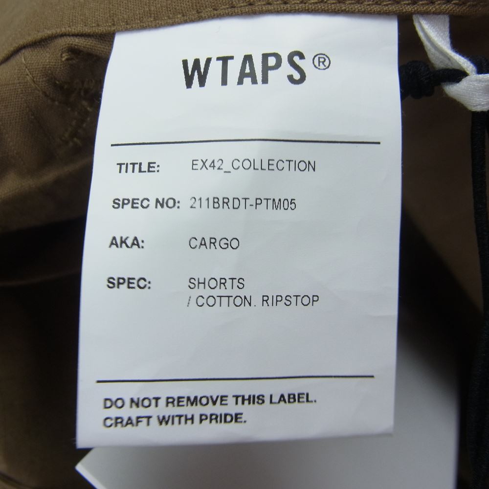 WTAPS ダブルタップス 21SS, 211BRDT-PTM05 CARGO / SHORTS / COTTON RIPSTOP カーゴ ショーツ ショート パンツ ブラウン系 03【極上美品】【中古】