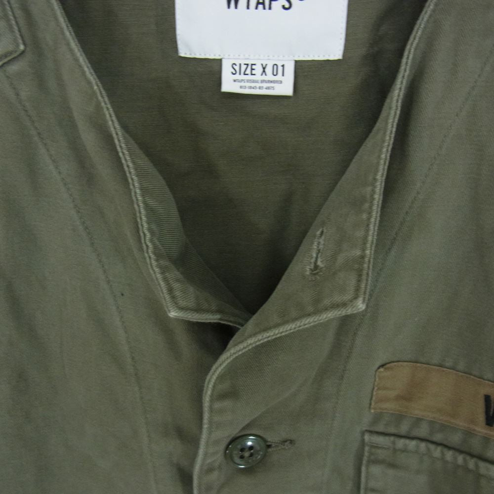 WTAPS ダブルタップス 19AW  192WVDT-SHM02 SCOUT LS SHIRT スカウト ノーカラー シャツ 長袖 シャツ ジャケット カーキ系 01【中古】