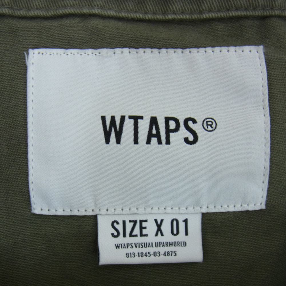 WTAPS ダブルタップス 19AW  192WVDT-SHM02 SCOUT LS SHIRT スカウト ノーカラー シャツ 長袖 シャツ ジャケット カーキ系 01【中古】