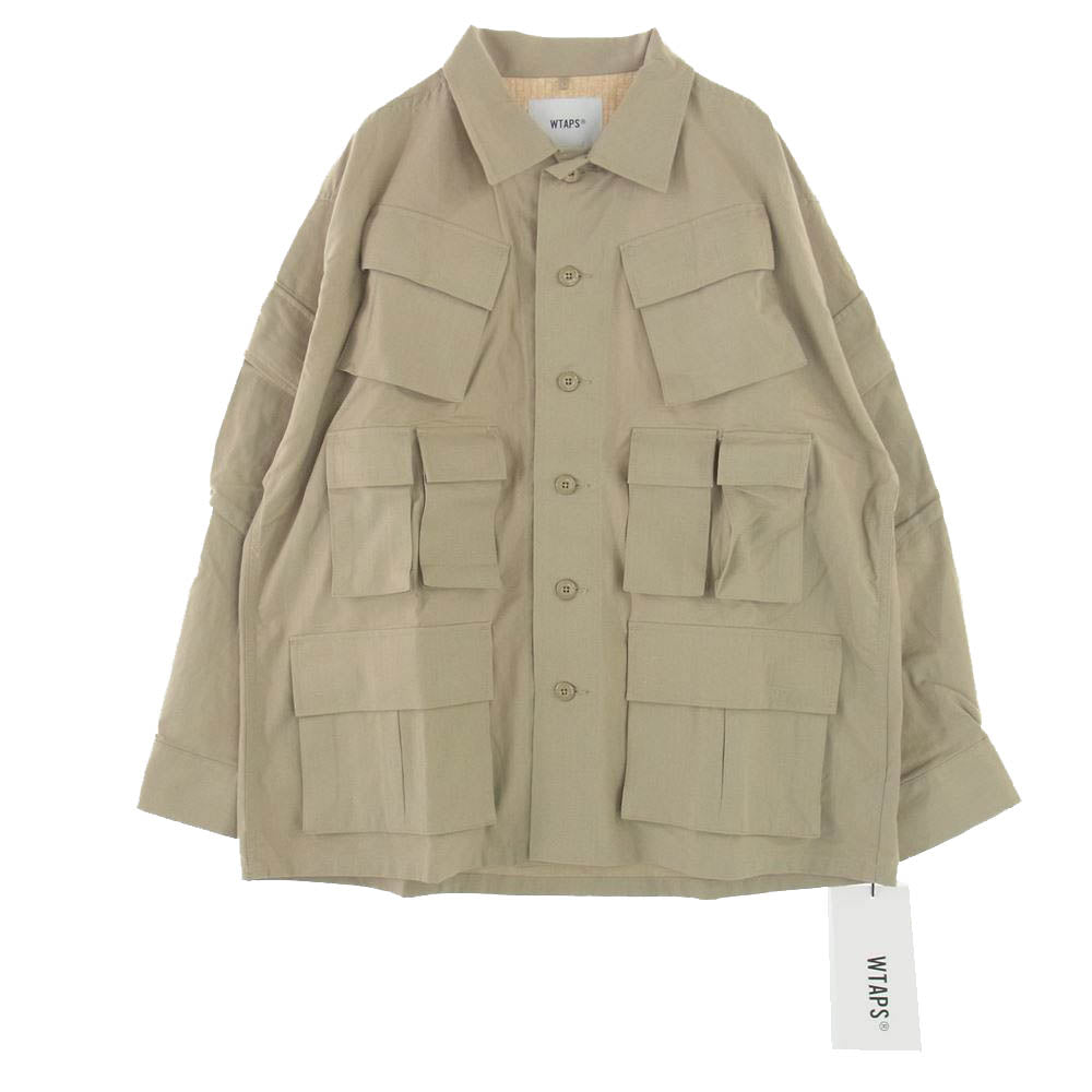 WTAPS ダブルタップス 202BRDT-SHM02 MODULAR LS SHIRT RIPSTO モジュラー リップストップ 長袖 シャツ ジャケット ベージュ系 02【極上美品】【中古】